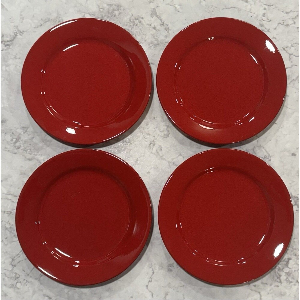 4 Waechtersbach Germany Cherry Red Fun Factory Salad Dessert Luncheon Plates